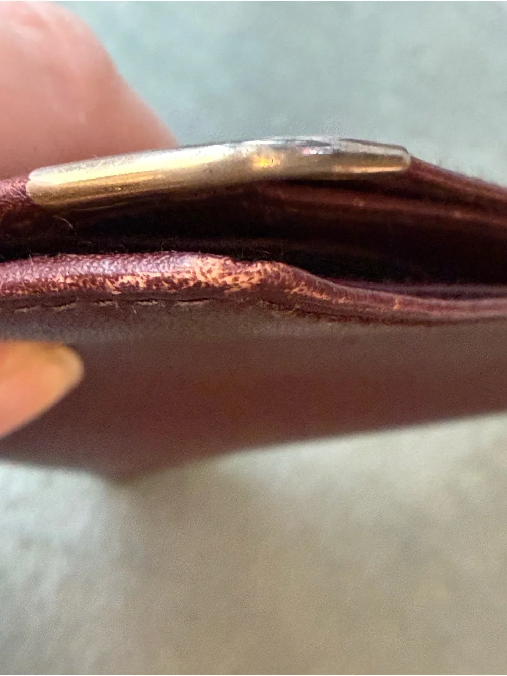 Cartier Burgundy Leather Bi-Fold Wallet with Gold Corner Hardware